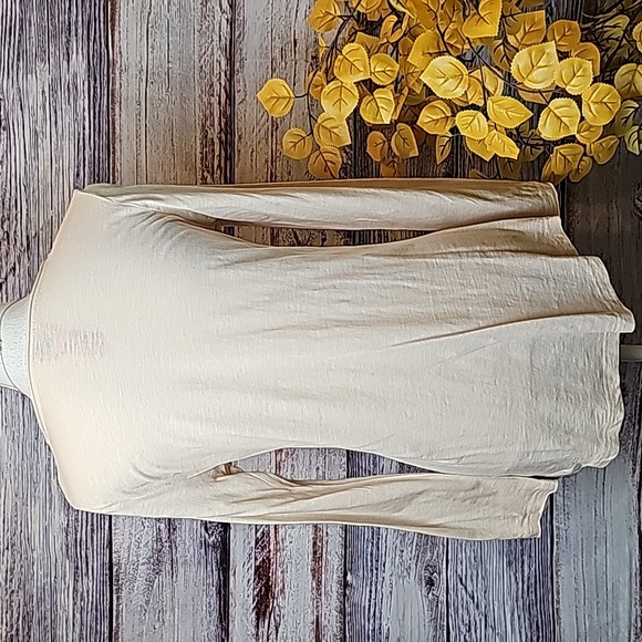 NWOT V CRISTINA LONG SLEEVE TAN RHINESTONE EMBELLISHED TEE - Picture 5 of 9